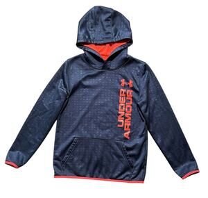 Under Armour Fleece Embossed Gray & Orange Hoodie Boy's Medium
